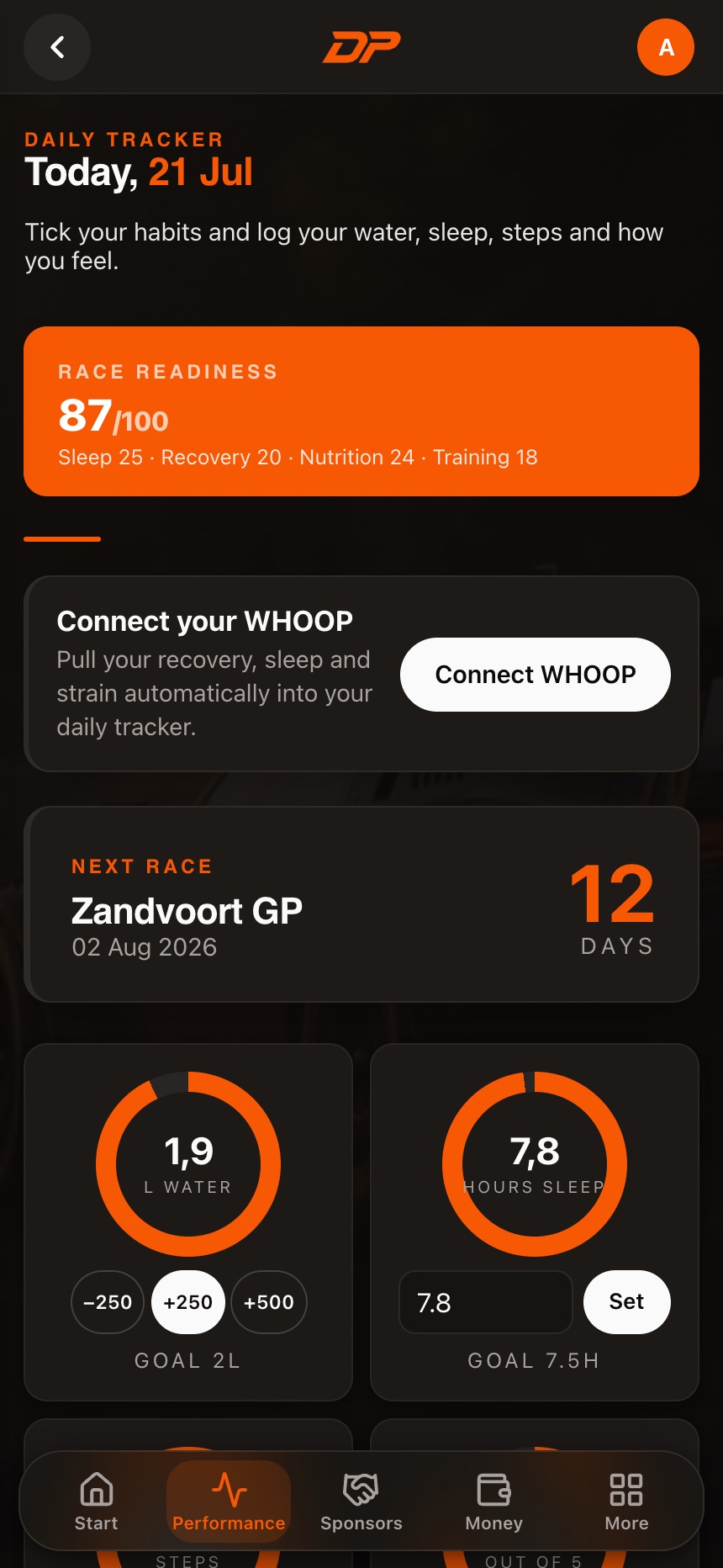 Daily tracker in the app