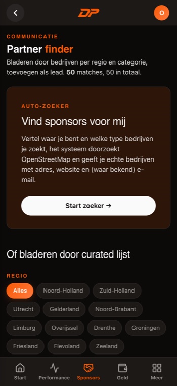 Sponsor finder in the app