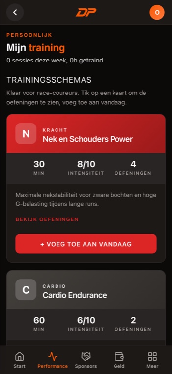 Training plans in the app